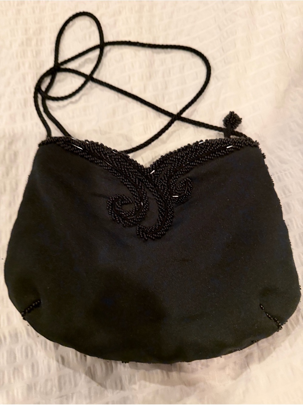 Rimco Black Beaded Evening Wristlet with Beaded Strap